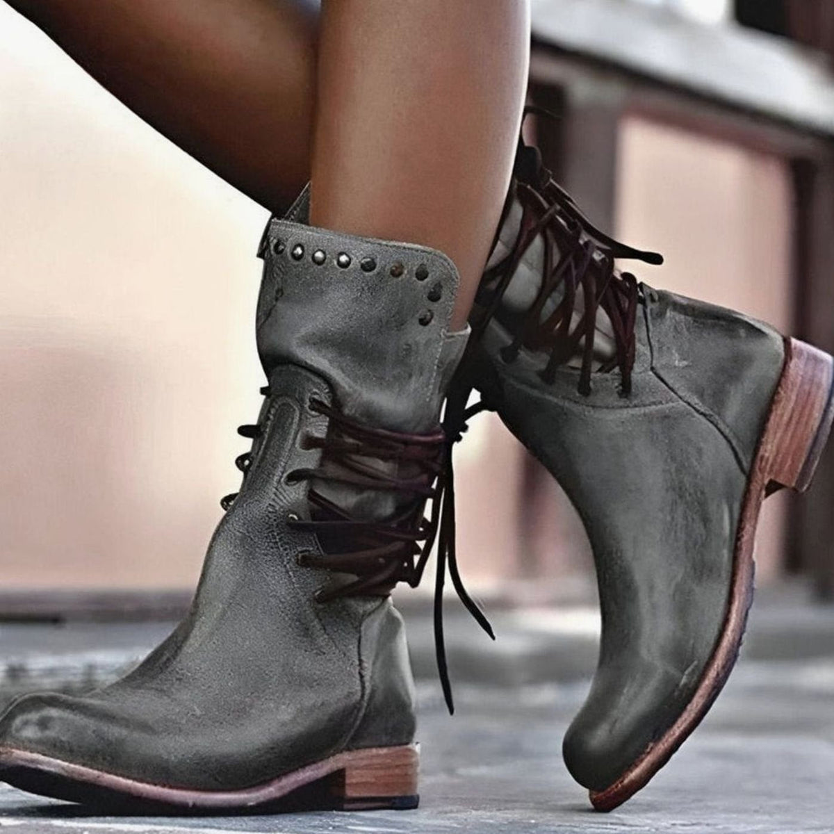 Women's Studded Leather Ankle Boots