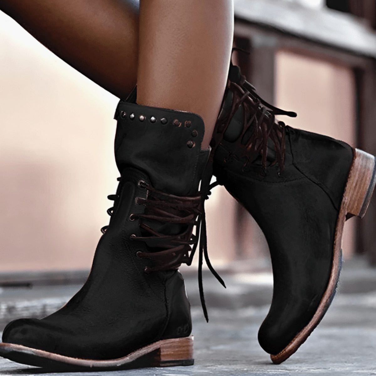 Women's Studded Leather Ankle Boots