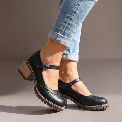 Women's Leather Brogue Mary Janes