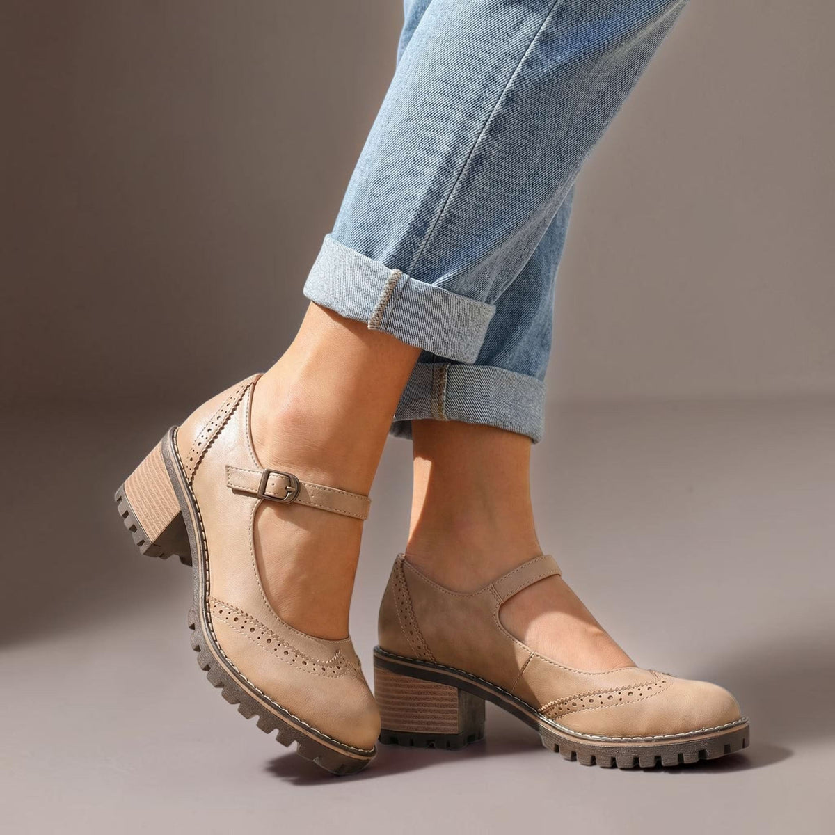 Women's Leather Brogue Mary Janes