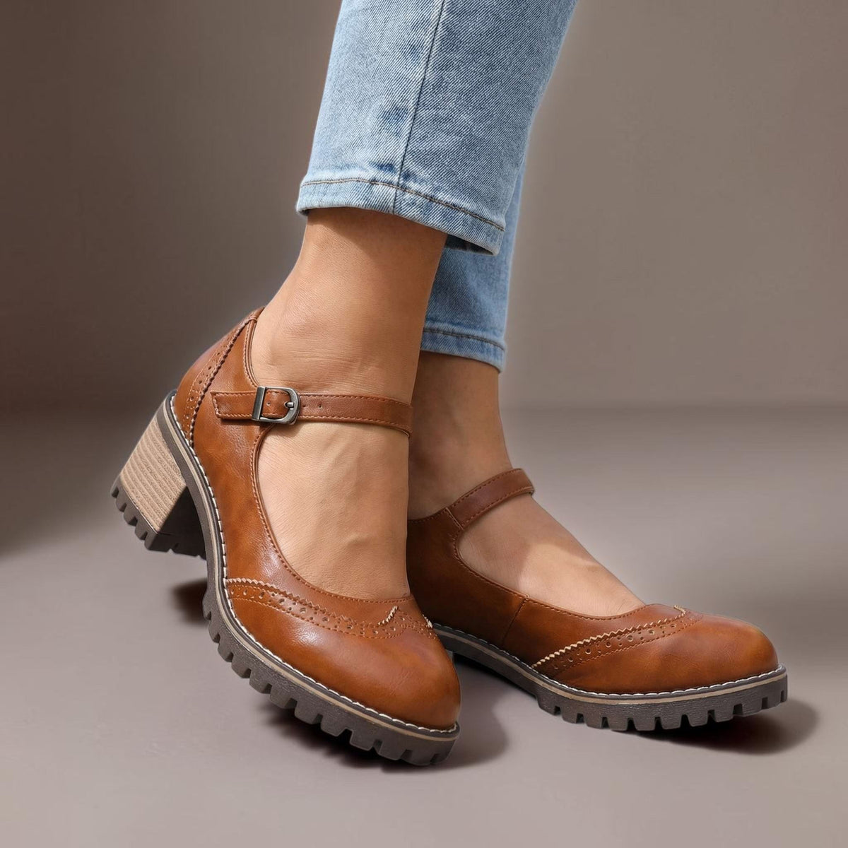 Women's Leather Brogue Mary Janes