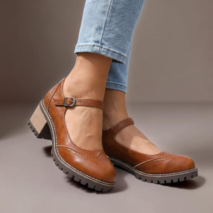 Women's Leather Brogue Mary Janes