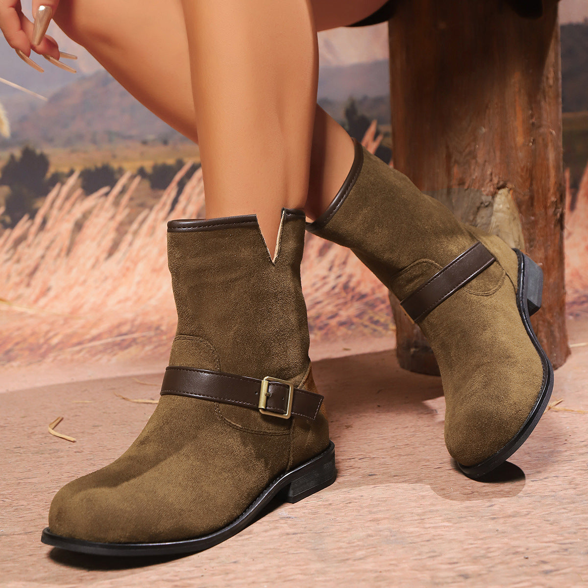 Women's Retro Suede Ankle Boots
