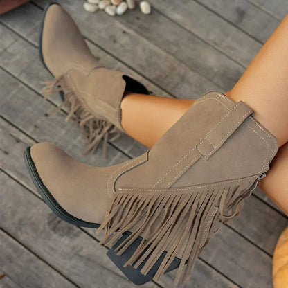 Women's Retro Suede Cowboy Boots