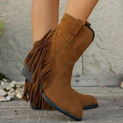 Women's Retro Suede Cowboy Boots