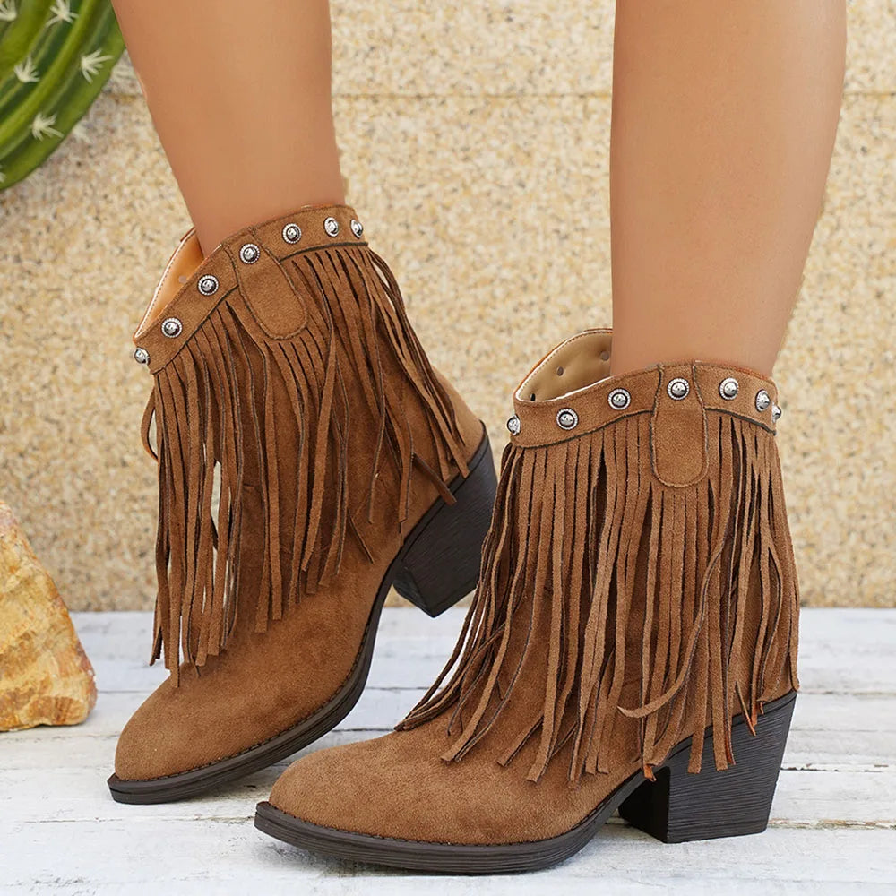 Women's Retro Suede Cowboy Boots