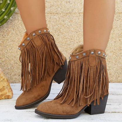 Women's Retro Suede Cowboy Boots