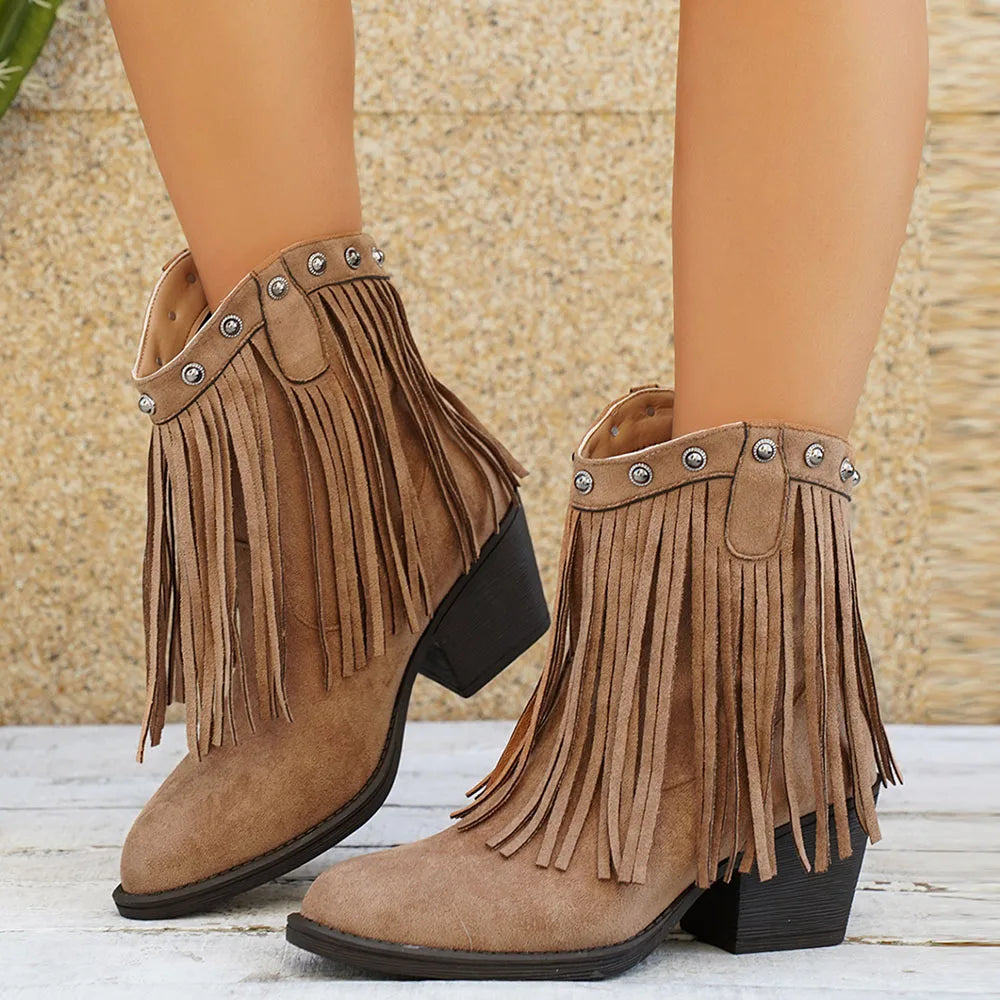 Women's Retro Suede Cowboy Boots
