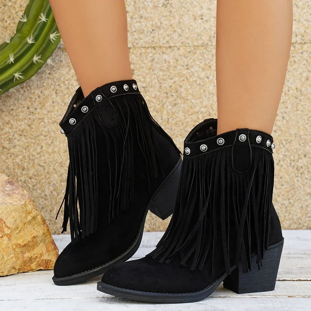 Women's Retro Suede Cowboy Boots