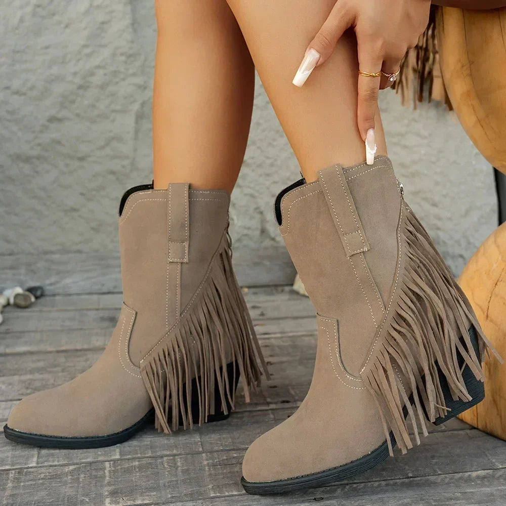 Women's Retro Suede Cowboy Boots