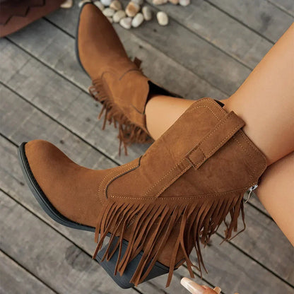Women's Retro Suede Cowboy Boots