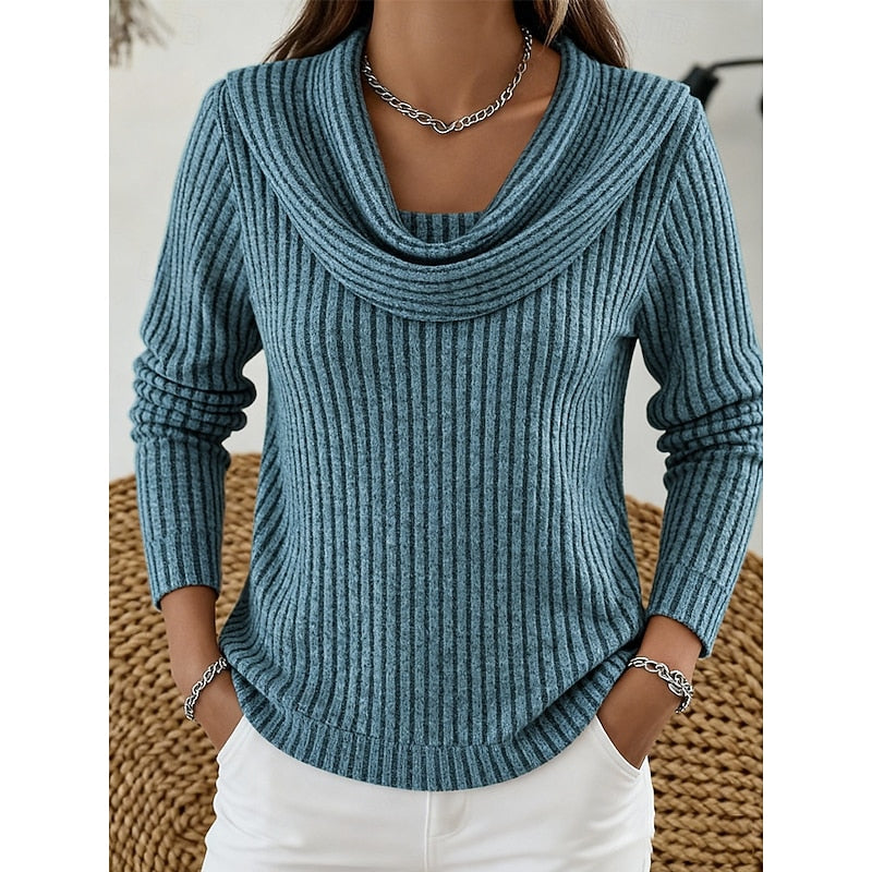 Women's Ribbed Cowl Neck Sweater