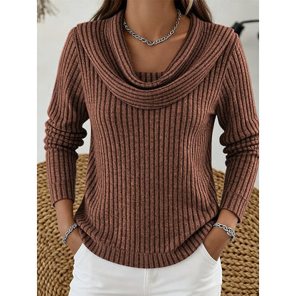 Women's Ribbed Cowl Neck Sweater