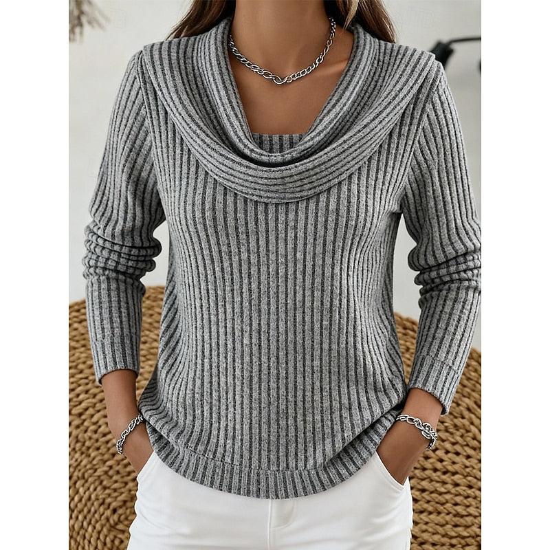 Women's Ribbed Cowl Neck Sweater