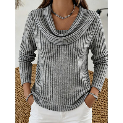 Women's Ribbed Cowl Neck Sweater