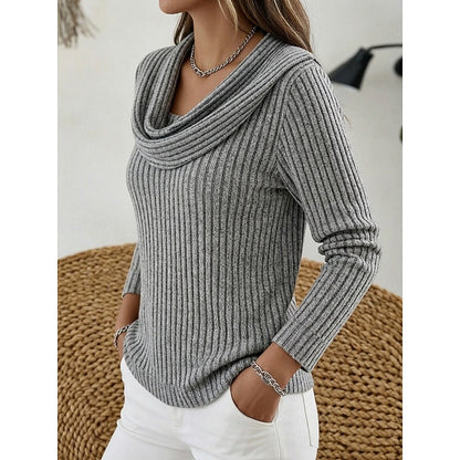 Women's Ribbed Cowl Neck Sweater