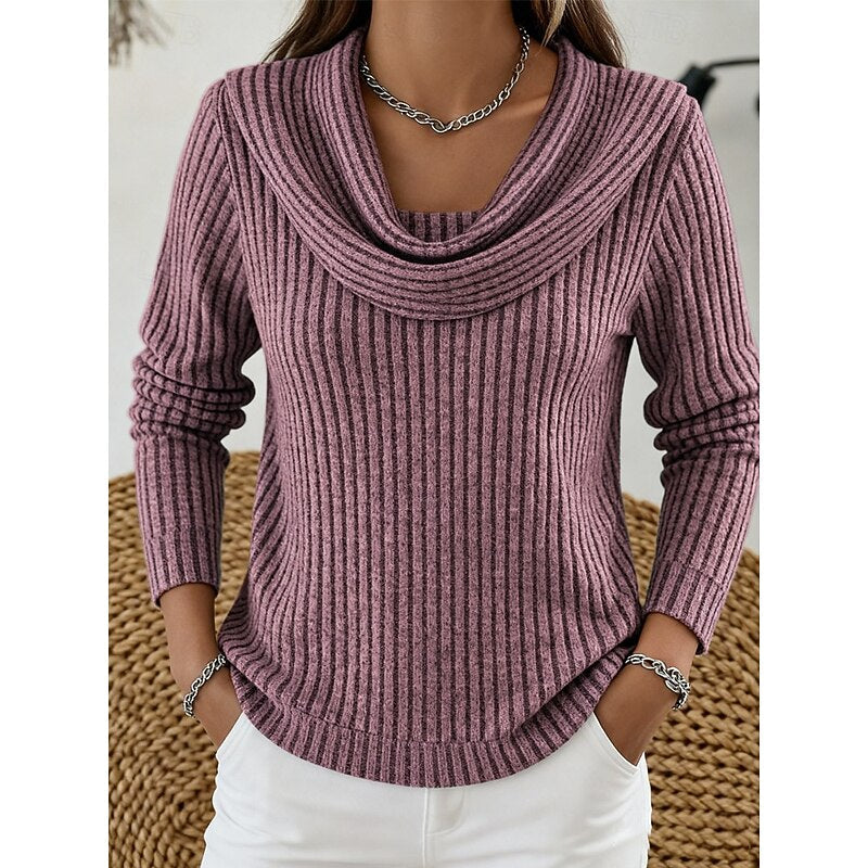 Women's Ribbed Cowl Neck Sweater