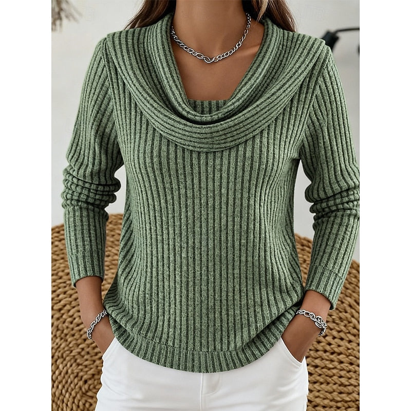 Women's Ribbed Cowl Neck Sweater