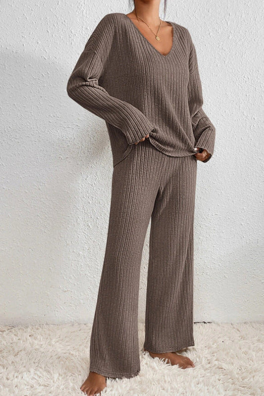Women's Ribbed Knit Trouser Set