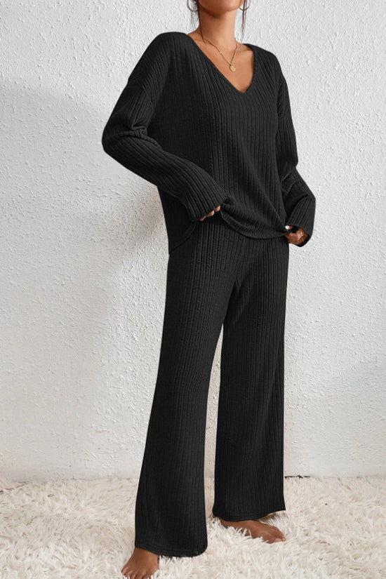 Women's Ribbed Knit Trouser Set