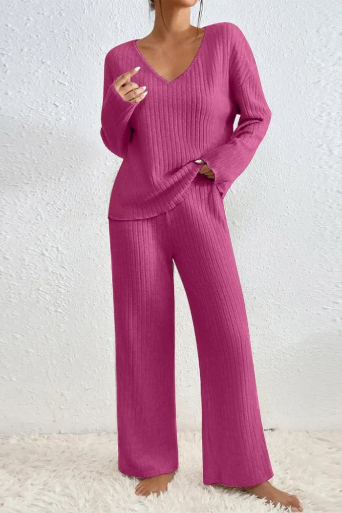 Women's Ribbed Knit Trouser Set