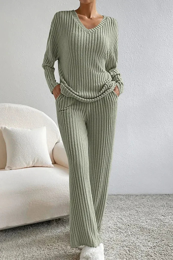 Women's Ribbed Knit Trouser Set