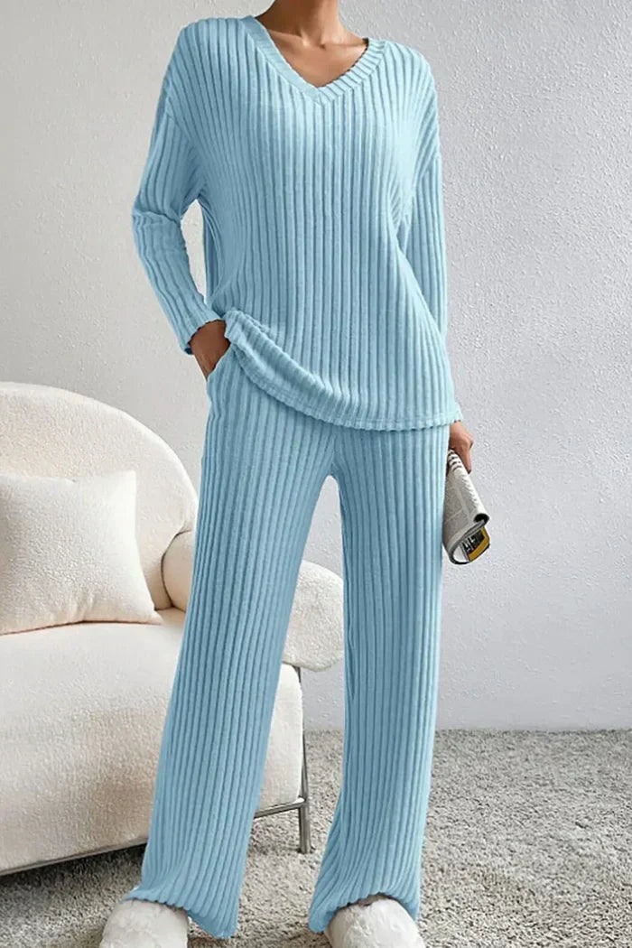 Women's Ribbed Knit Trouser Set