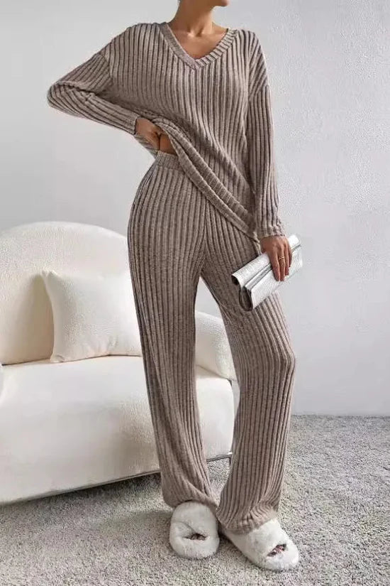 Women's Ribbed Knit Trouser Set