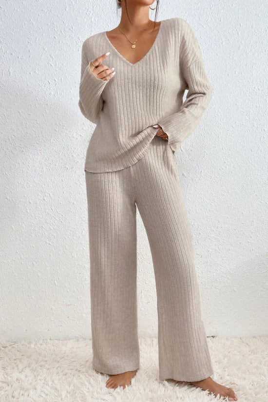 Women's Ribbed Knit Trouser Set