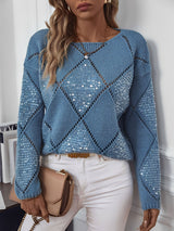 Women's Diamond Knit Sequin Sweater