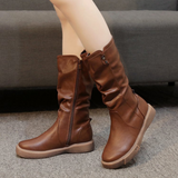 Women's Slouchy Leather Mid-Calf Boots