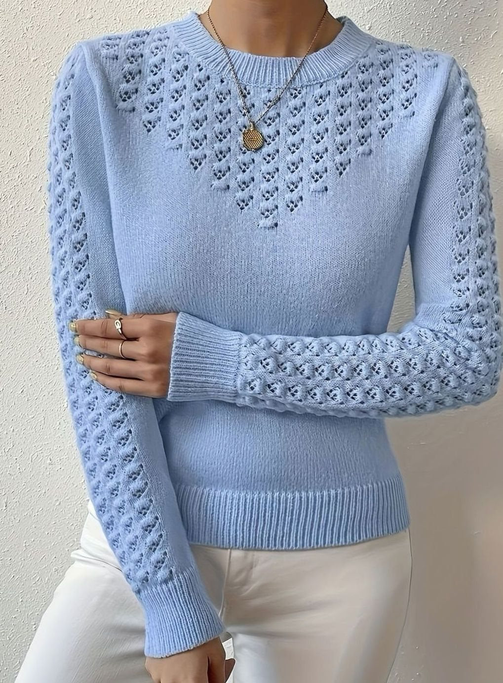 Women's Open Knit Crew Sweater