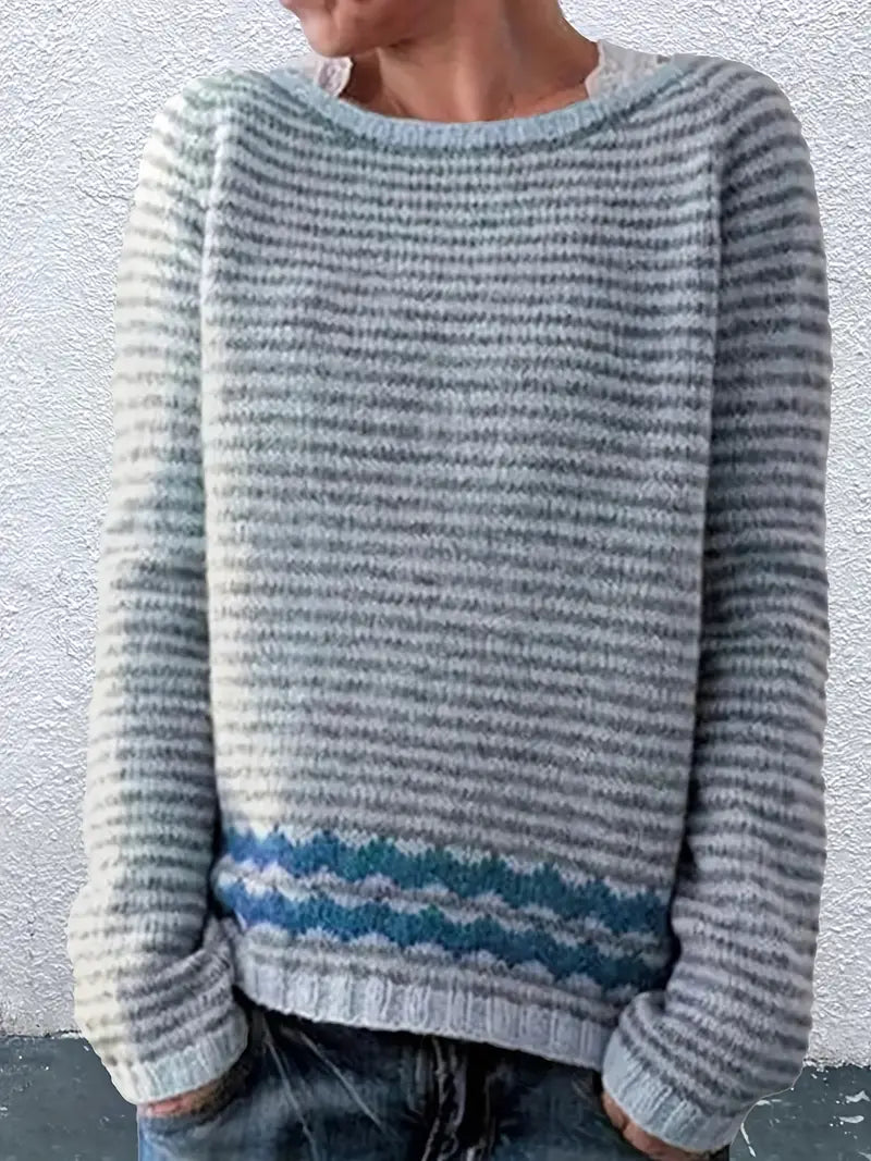 Women's Striped Patterned Knit Sweater