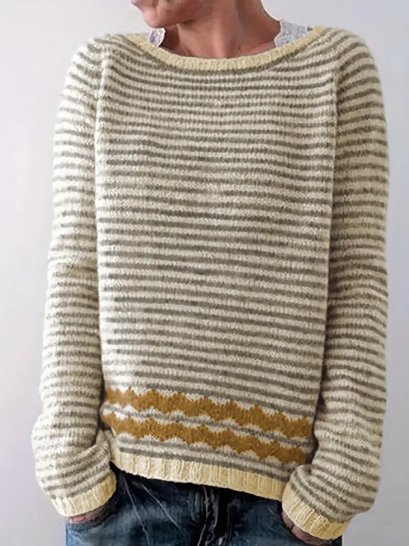 Women's Striped Patterned Knit Sweater