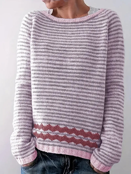 Women's Striped Patterned Knit Sweater