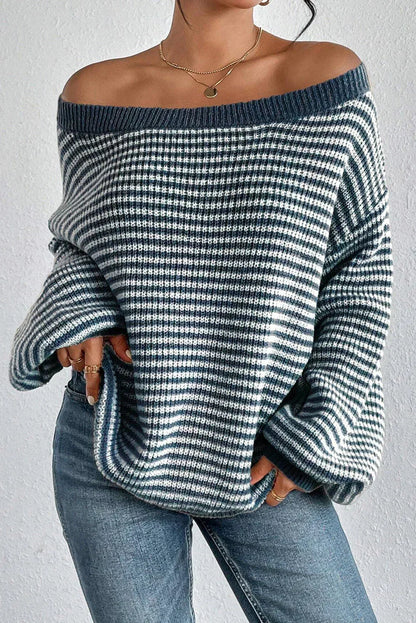 Women's Striped Off Shoulder Sweater