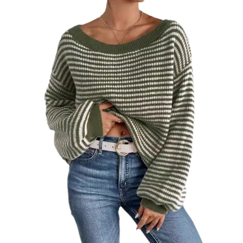 Women's Striped Off Shoulder Sweater