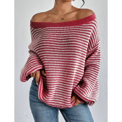 Women's Striped Off Shoulder Sweater
