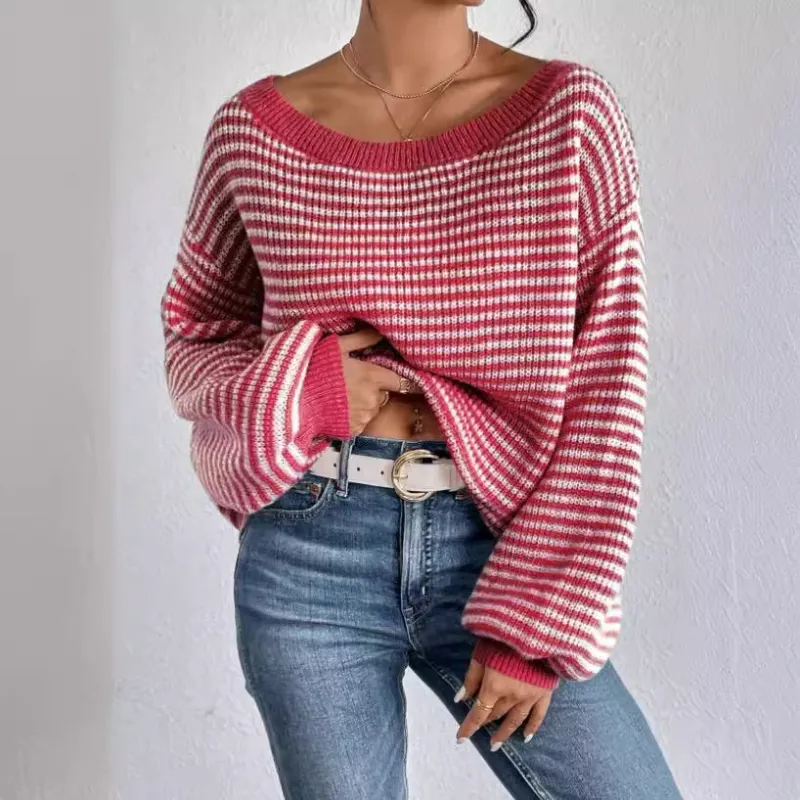 Women's Striped Off Shoulder Sweater