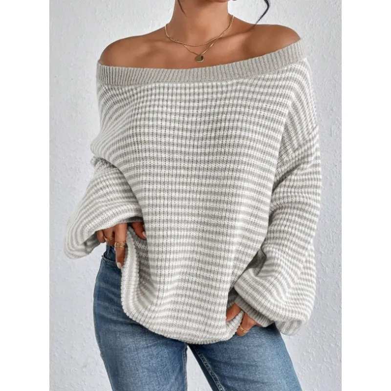Women's Striped Off Shoulder Sweater