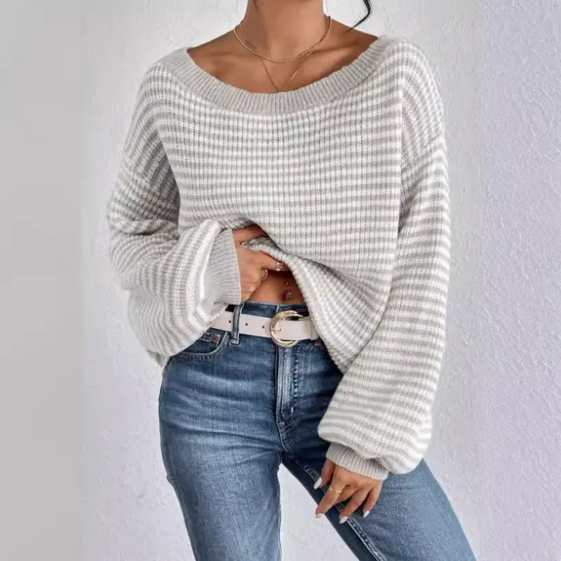 Women's Striped Off Shoulder Sweater