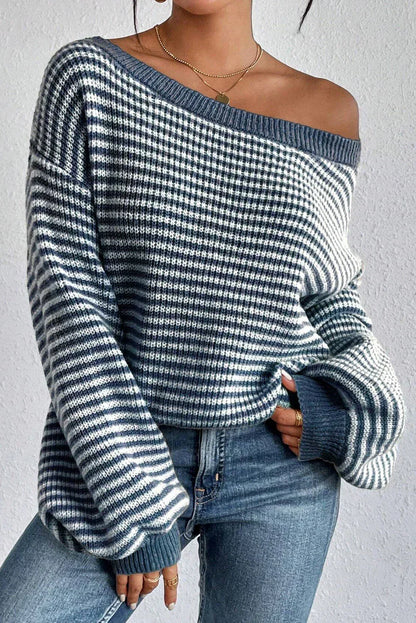 Women's Striped Off Shoulder Sweater