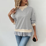 Women's Striped Layered Mock Sweatshirt