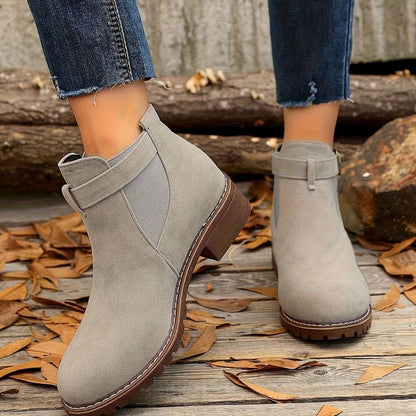 Women's Suede Buckle Ankle Boots