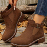 Women's Suede Buckle Ankle Boots
