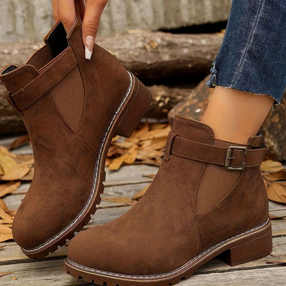 Women's Suede Buckle Ankle Boots