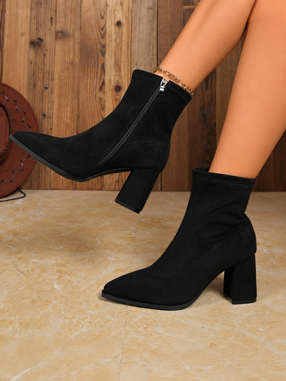 Women's Pointed Leather Ankle Boots