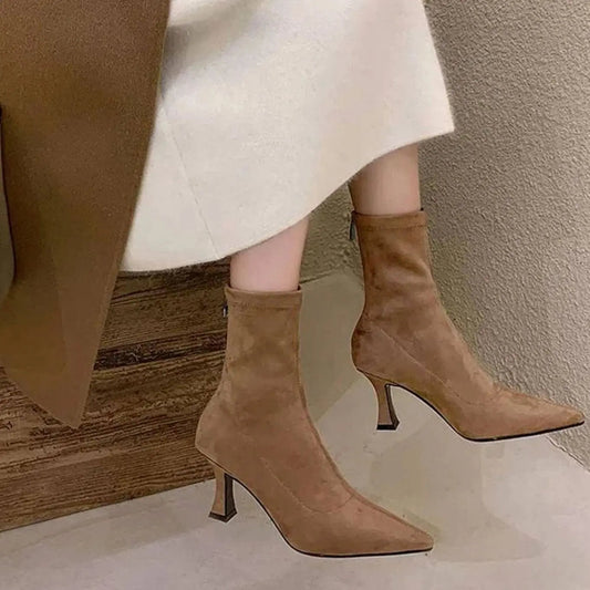 Women's Suede Kitten Heel Boots