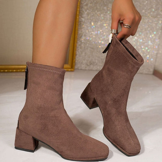 Women's Square Toe Suede Boots