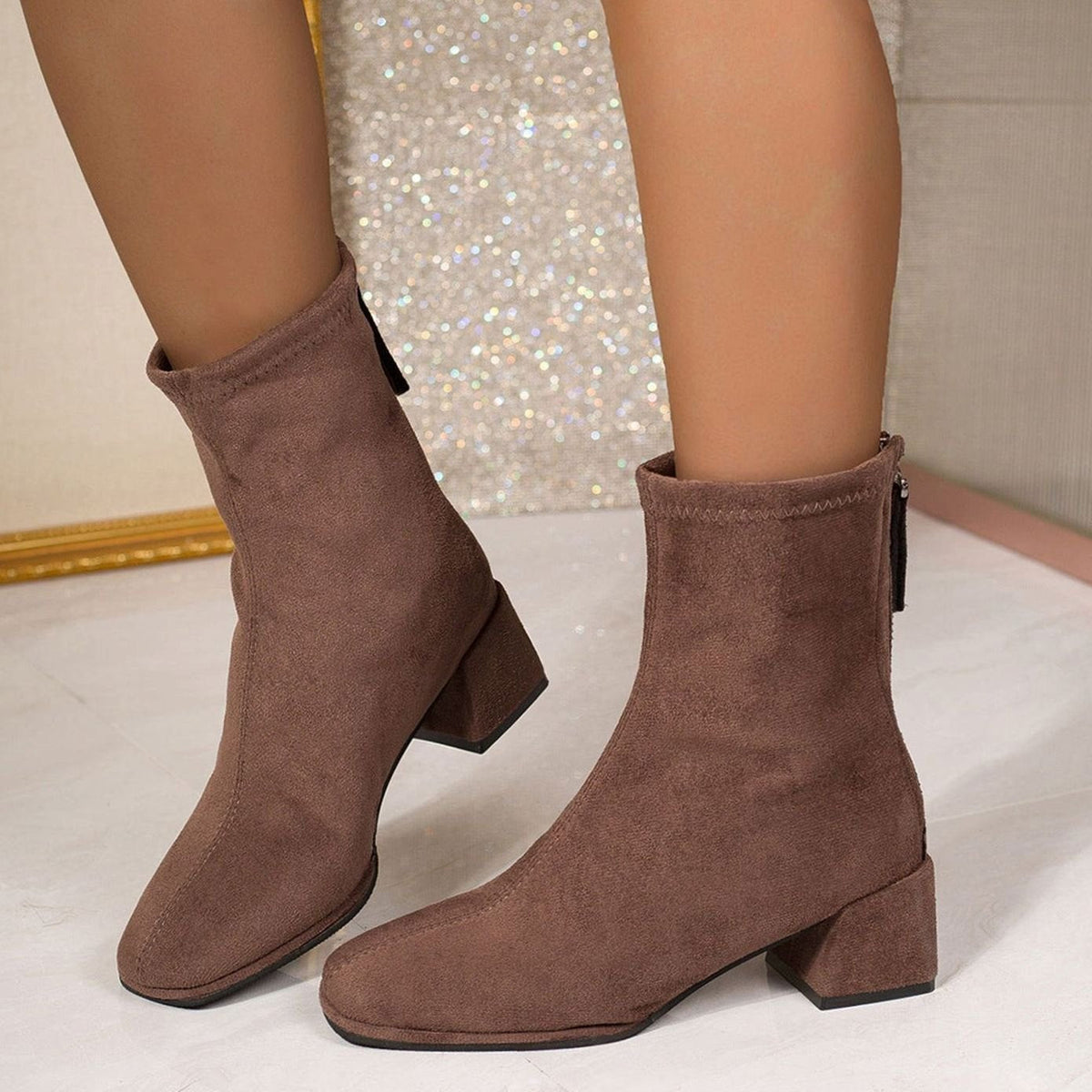 Women's Square Toe Suede Boots